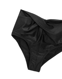 Twist Front High Waist Glossy Bikini Bottom