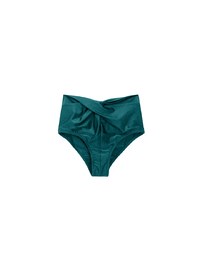 Twist Front High Waist Glossy Bikini Bottom