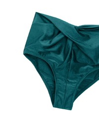 Twist Front High Waist Glossy Bikini Bottom