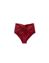 Twist Front High Waist Glossy Bikini Bottom