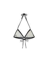 【PUSH UP】Textured Wave Push Up Halter Bikini Top with Front Tie (Push Up)