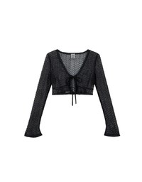 Lace Crochet Sheer Tie Front Bikini Cover Up Shirt