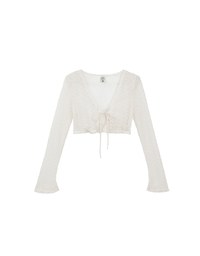 Lace Crochet Sheer Tie Front Bikini Cover Up Shirt