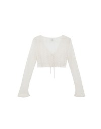 Lace Crochet Sheer Tie Front Bikini Cover Up Shirt