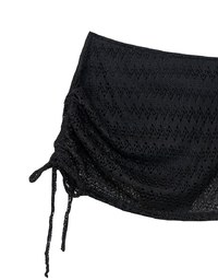 Lace Crochet Sheer Adjustable Drawstring Ruched Bikini Cover Up Skirt