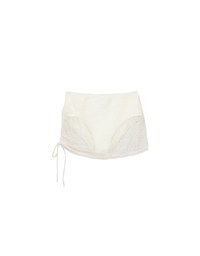 Lace Crochet Sheer Adjustable Drawstring Ruched Bikini Cover Up Skirt