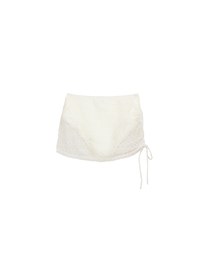 Lace Crochet Sheer Adjustable Drawstring Ruched Bikini Cover Up Skirt