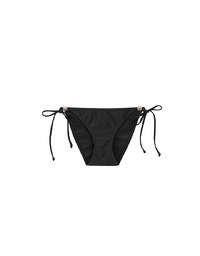 Low Rise Adjustable Tie Side Bikini Bottom with Metallic Logo Charm