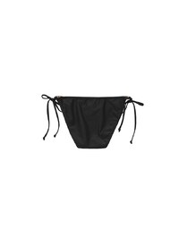 Low Rise Adjustable Tie Side Bikini Bottom with Metallic Logo Charm