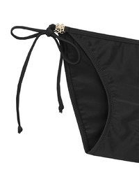 Low Rise Adjustable Tie Side Bikini Bottom with Metallic Logo Charm