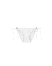 Low Rise Adjustable Tie Side Bikini Bottom with Metallic Logo Charm