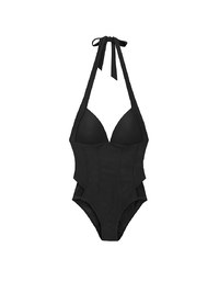 【SLIMMING】Corset Tie Back Push Up Halter Neck Shaping One Piece Swimsuit
