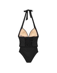 【SLIMMING】Corset Tie Back Push Up Halter Neck Shaping One Piece Swimsuit