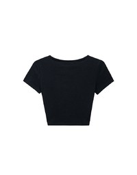 Aloha Beach Club Floral Embroidery Detail Ribbed Fitted Crop Top
