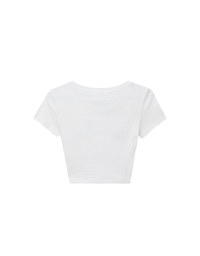 Aloha Beach Club Floral Embroidery Detail Ribbed Fitted Crop Top