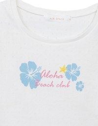 Aloha Beach Club Floral Embroidery Detail Ribbed Fitted Crop Top