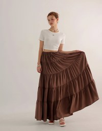 AIR SPACE LOGO Embroidered Cropped Ribbed Top with Side Ruched Detail