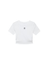 AIR SPACE LOGO Embroidered Cropped Ribbed Top with Side Ruched Detail