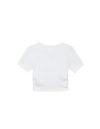AIR SPACE LOGO Embroidered Cropped Ribbed Top with Side Ruched Detail