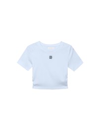 AIR SPACE LOGO Embroidered Cropped Ribbed Top with Side Ruched Detail