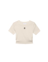 AIR SPACE LOGO Embroidered Cropped Ribbed Top with Side Ruched Detail