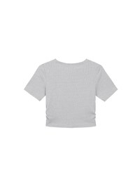 AIR SPACE LOGO Embroidered Cropped Ribbed Top with Side Ruched Detail