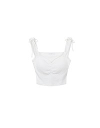 Ruched Sweetheart Neckline Double Strap Bow Tie Padded Tank Top