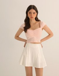 Ruched Sweetheart Neckline Double Strap Bow Tie Padded Tank Top