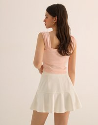 Ruched Sweetheart Neckline Double Strap Bow Tie Padded Tank Top
