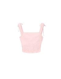 Ruched Sweetheart Neckline Double Strap Bow Tie Padded Tank Top