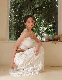 Smocked Cami Top with Lace Textured Ruffle Trim Straps