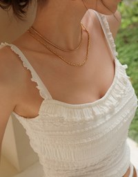 Smocked Cami Top with Lace Textured Ruffle Trim Straps