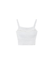 Smocked Cami Top with Lace Textured Ruffle Trim Straps