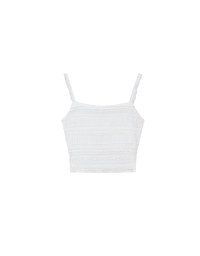 Smocked Cami Top with Lace Textured Ruffle Trim Straps