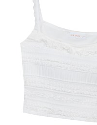 Smocked Cami Top with Lace Textured Ruffle Trim Straps