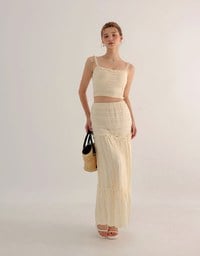 Smocked Cami Top with Lace Textured Ruffle Trim Straps