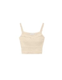 Smocked Cami Top with Lace Textured Ruffle Trim Straps
