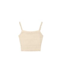 Smocked Cami Top with Lace Textured Ruffle Trim Straps