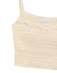 Smocked Cami Top with Lace Textured Ruffle Trim Straps