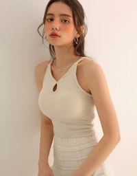 2 Way Cutout Knit Padded Cami Crop Top