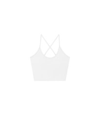 U Neck Sculpting Spaghetti Strap Cami Padded Top with Cross Strap Back Detail