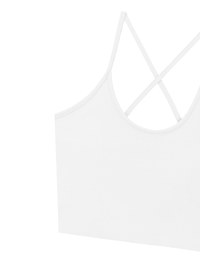 U Neck Sculpting Spaghetti Strap Cami Padded Top with Cross Strap Back Detail
