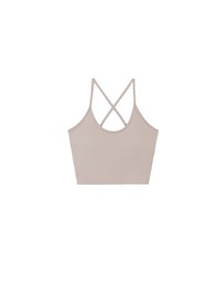 U Neck Sculpting Spaghetti Strap Cami Padded Top with Cross Strap Back Detail