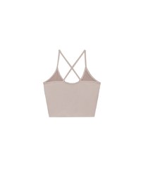U Neck Sculpting Spaghetti Strap Cami Padded Top with Cross Strap Back Detail