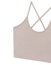 U Neck Sculpting Spaghetti Strap Cami Padded Top with Cross Strap Back Detail