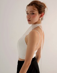 V Neck Sculpting Spaghetti Strap Cami Padded Top with Clean Back Design