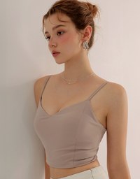V Neck Sculpting Spaghetti Strap Cami Padded Top with Clean Back Design