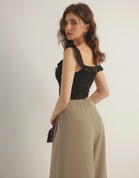 2 Way Off Shoulder Ruffle Tie Padded Cropped Top