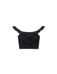 2 Way Off Shoulder Ruffle Tie Padded Cropped Top