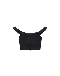2 Way Off Shoulder Ruffle Tie Padded Cropped Top